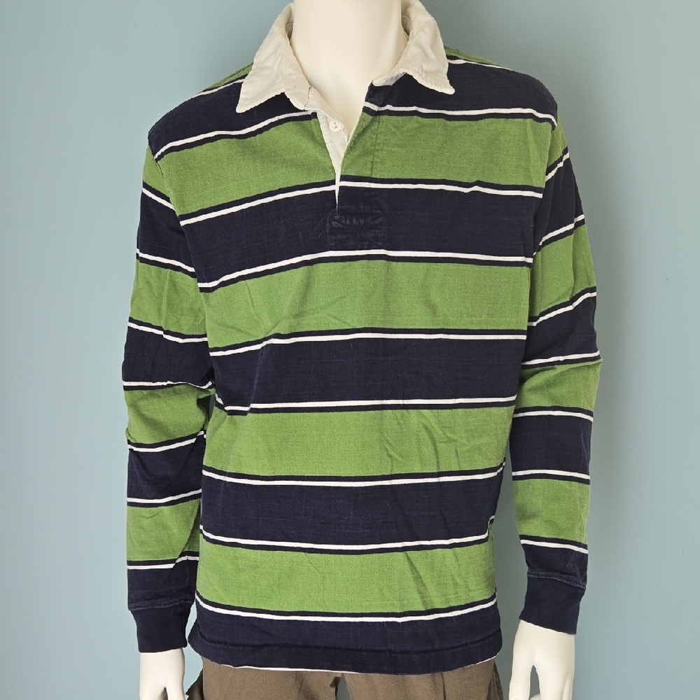 Sonoma Green and Blue Striped Men's Polo Shirt